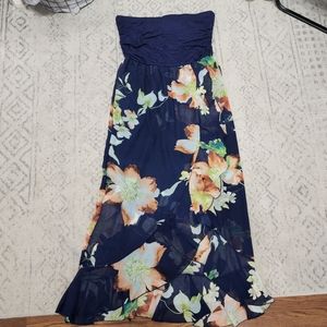 NWT 3X High/Low Surplice Strapless Floral Maxi